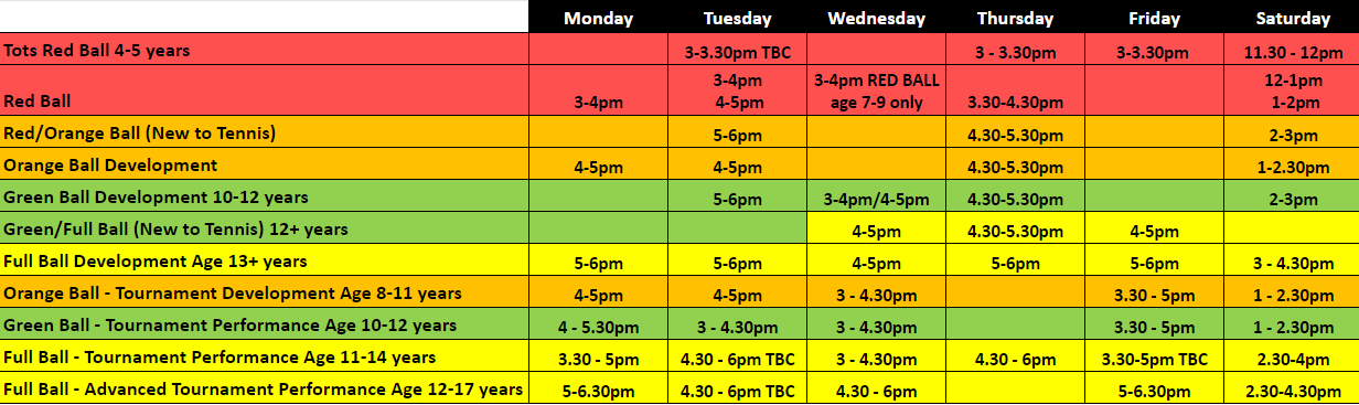 coaching time table sept 2022