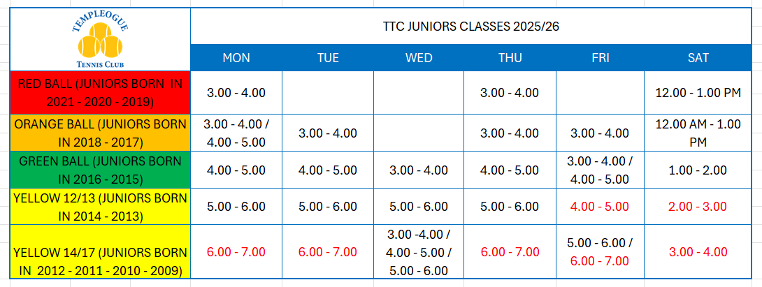 coaching time table sept 2022