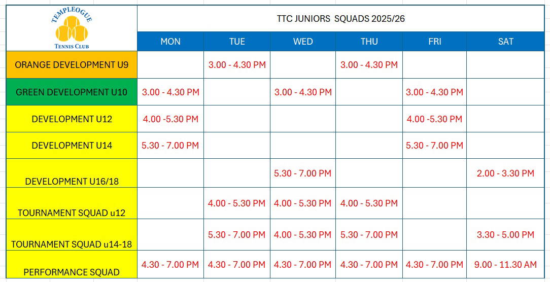 coaching time table sept 2022